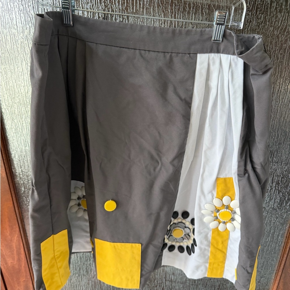 Boden Charcoal and Mustard Panel Skirt with Daisy Detail 14US